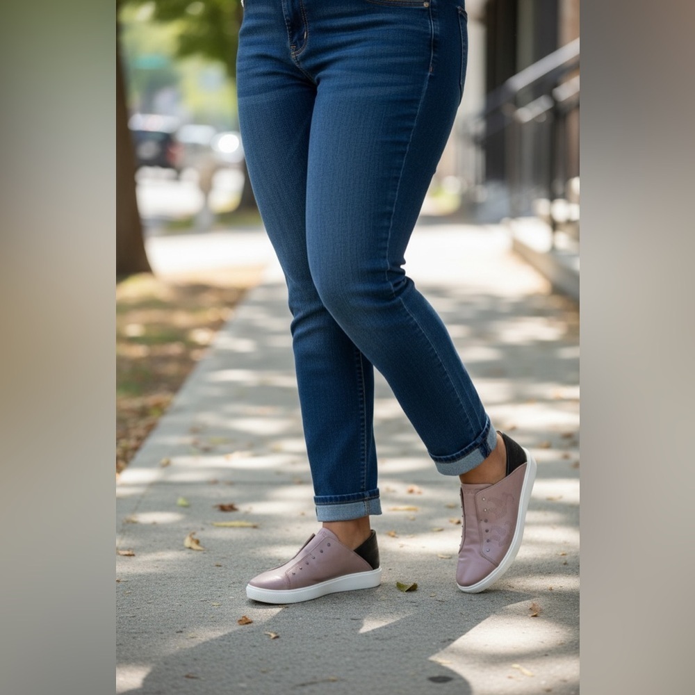 (67)MJUS Lily Supreme Pink Slip-On Sneakers with Stud Accents